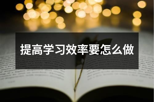 提高学习效率要怎么做