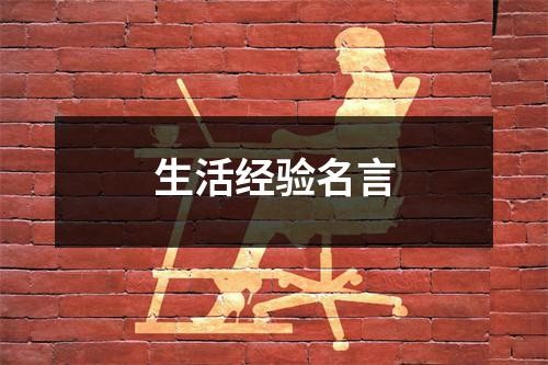 生活经验名言