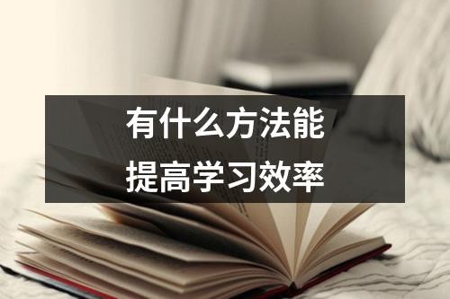 有什么方法能提高学习效率
