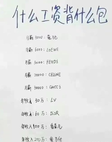 看看你的收入背什么包合适～