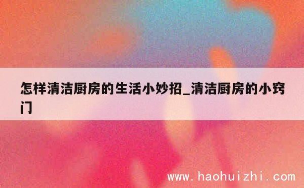 怎样清洁厨房的生活小妙招_清洁厨房的小窍门 第1张