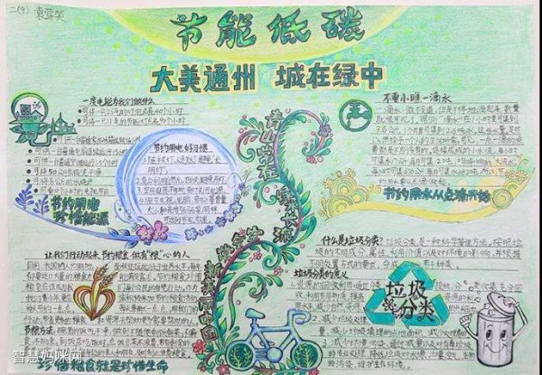 低碳生活节约能源主题手抄报