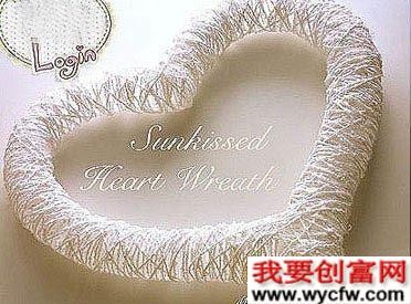 毛线手工制作心形装饰品