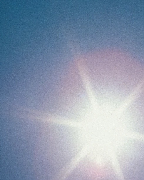 Sun shining in the sky.