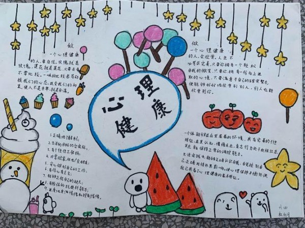 课余文化生活近日蒋墅中心小学开展了健康心理放飞心灵 手抄报评比