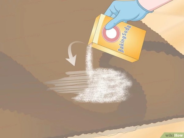 Step 4 用小苏打覆盖着醋溶液,给地毯除臭。
