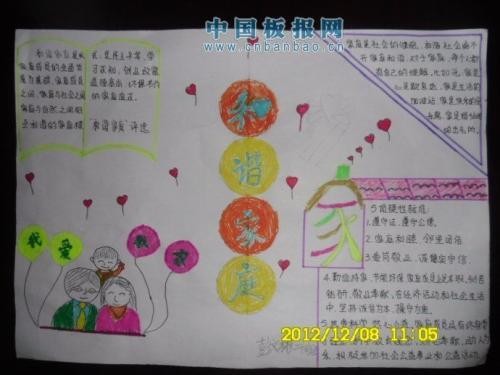 和睦家庭手抄报 手抄报简单又好看