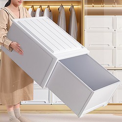 智纳生活 收纳箱抽屉式塑料家用衣服纯白外观衣柜收纳盒衣物储物柜子整理箱 877 透明内抽