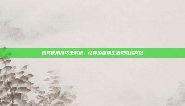 厨具使用技巧全解析,让你的厨房生活更轻松高效