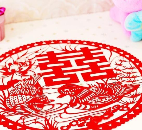 厂家喜字植绒布剪纸窗花压床喜结婚用品永结同心2来图