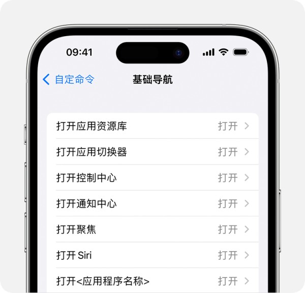 iPhone 显示了“基本浏览”命令菜单。