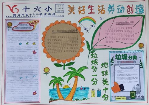 海口市第十六小学举行美好生活 劳动创造主题剪贴报手抄报比赛活动