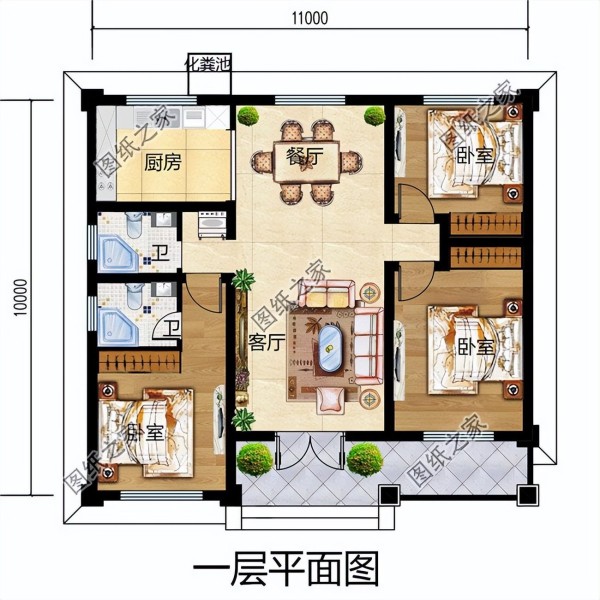 农村一层养老房别墅，为父母建造一个安心的居住环境，安度晚年