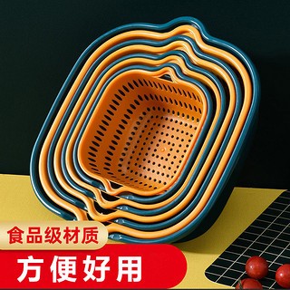 others 其他 翼荏 加厚洗菜盆沥水篮八件套 厨房洗水果盘 家用淘菜洗菜盆果篮