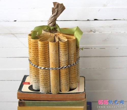 旧书创意DIY的可爱南瓜摆件制作教程-m.saybb.net