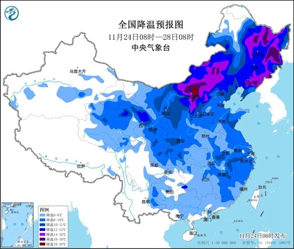 寒潮持续发威!北方多地最高气温将跌破冰点 东北等地需防强降雪