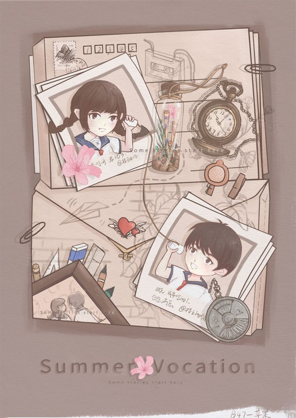 手绘教程！怀旧风格学生时代插画原创思路及过程分享