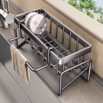 厨房水槽置物架抹布沥水架水池洗碗洗洁精收纳架神器免打孔台面
