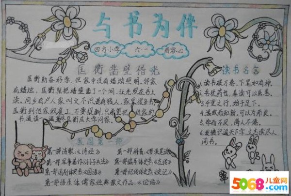精美读书手抄报版面设计-旧书不厌百回读