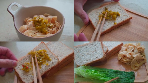 减脂早餐美食制作低卡饮食生菜豆皮面包