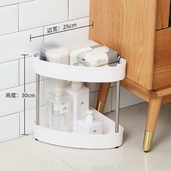 巧居巧具 厨房三角置物架墙角收纳架落地式转角架多层卫生间浴室三脚储物架脸盆架免打孔角落拐角置物架 双层大号