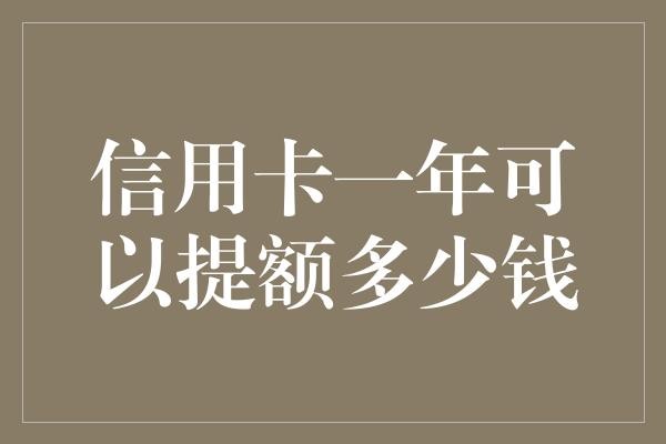 信用卡一年可以提额多少钱