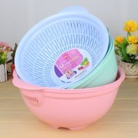 厨房用品 超值大号多彩双层塑料洗菜篮 果蔬筛 滴水箩 蔬菜沥水篮