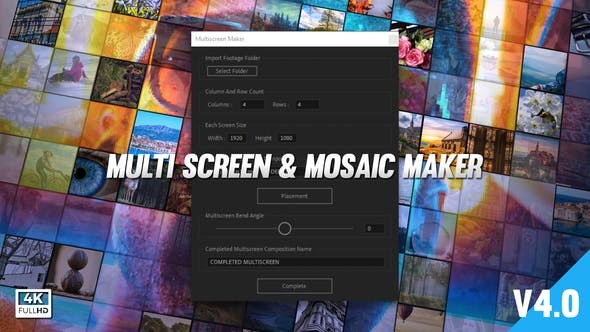 AE脚本-多画面照片视频墙制作自动生成工具 Mosaic & Multiscreen Maker Auto V4 + 使用教程