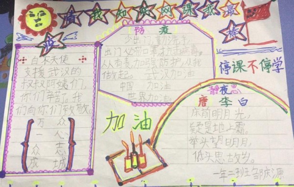 疫情我知晓 网课我最棒第三小学一年二班五一劳动节手抄报活动