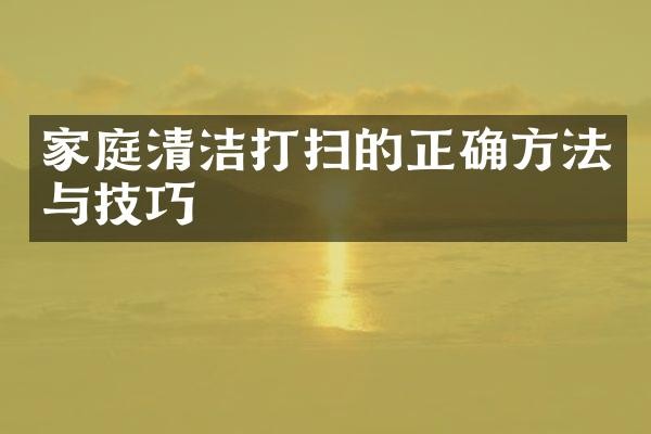 家庭清洁打扫的正确方法与技巧