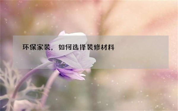 环保家装，如何选择装修材料