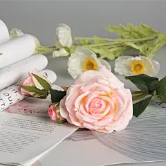 520手捧花仿真粉红色玫瑰花样板间家居客厅餐厅单支花束DIY绢花婚-淘宝网