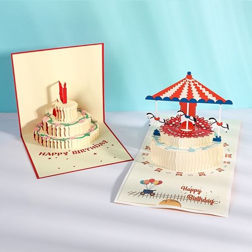 生日贺卡立体3d卡片纸高档创意生日礼物情侣diy手工折叠感谢信送情人