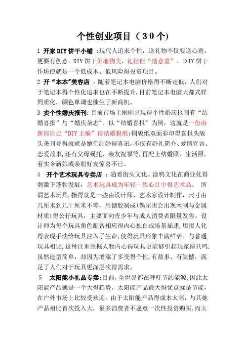 个性创业项目30个