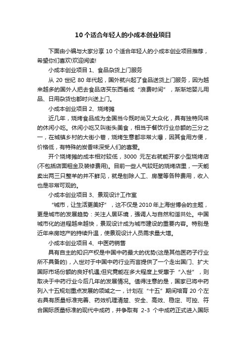 10个适合年轻人的小成本创业项目