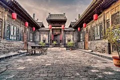 手绘中国风四合院海报背景