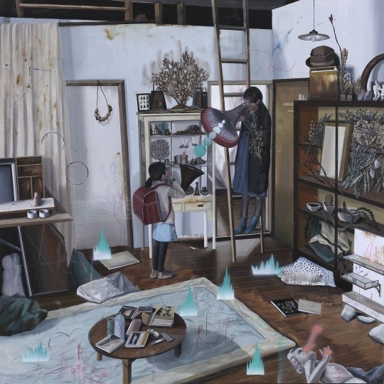 《居家示范.C-客厅里的2个喇叭》 160×160cm 布面油画 2016 