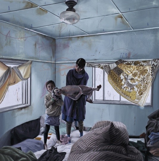 时永骏 《居家示范.B-房间里的假人偶》 130×130cm 布面油画 2016 