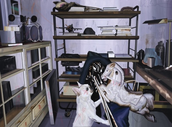 《居家示范.F-荳与塑胶马》 97×130cm 布面丙烯 2016 