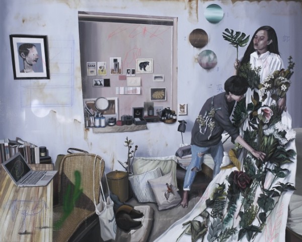 《植物学.C-制作一件花裙》 130×162cm 布面油画 2016 