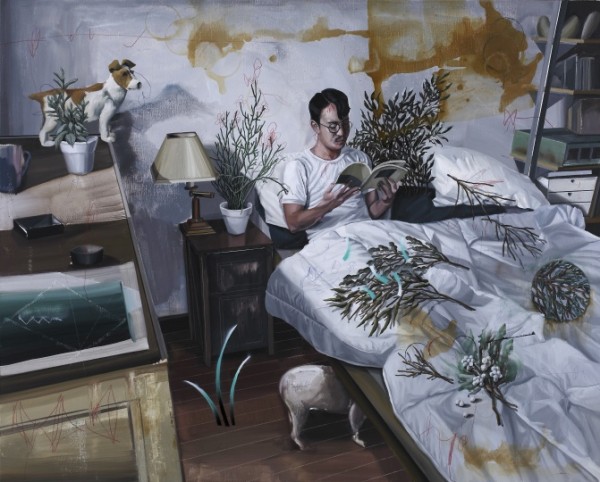 《植物学.L-枕边植物书》 130×162cm 布面油画 2016 