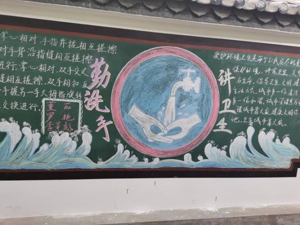 勤洗手黑板报