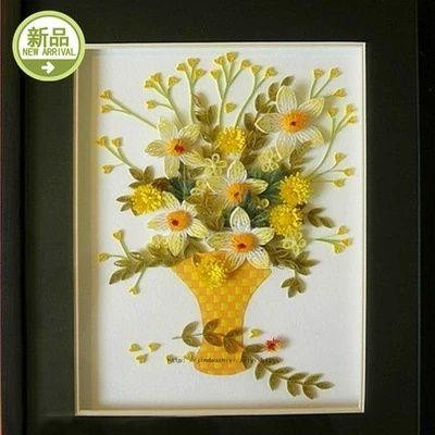 精品展台窗花剪纸衍纸艺术手工乐园 折纸剪纸区 衍纸迎春花相框装饰画