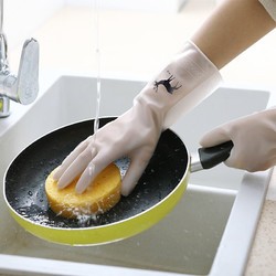 宅一起 灵巧型家务手套洗碗手套厨房防水PVC手套防滑卫生间清洁手套耐用刷碗清手套 3双装 L码