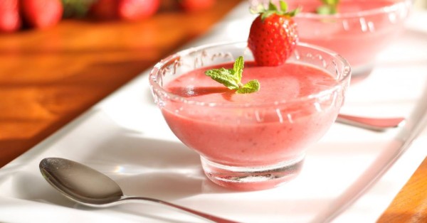 mousse proteica de fresas
