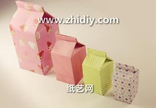 折纸包装盒大全之折纸牛奶盒的创意手工折