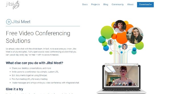 Inicio de Jitsi Meet, un programa para hacer videoconferencias gratis