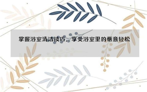 掌握浴室清洁技巧，享受浴室里的惬意轻松
