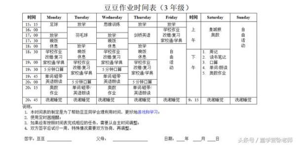 时间作息表，孩子行为习惯养成的法宝（内附1——6年的时间作息表）