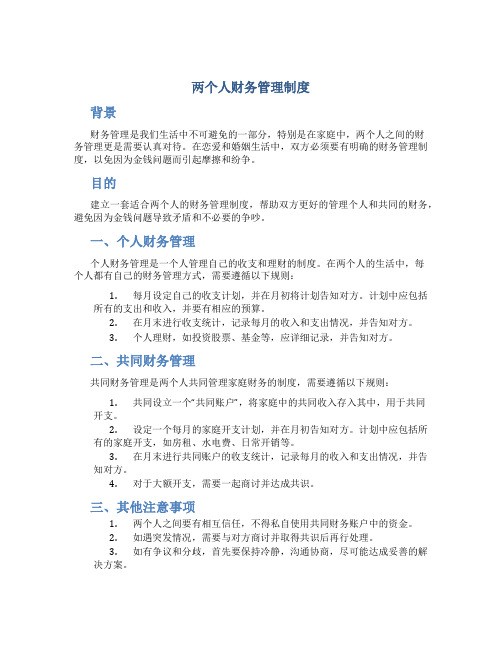 两个人财务管理制度